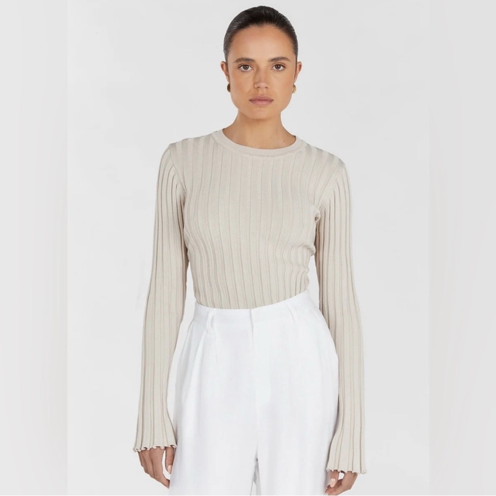 ADA stone long sleeve knit top Size S